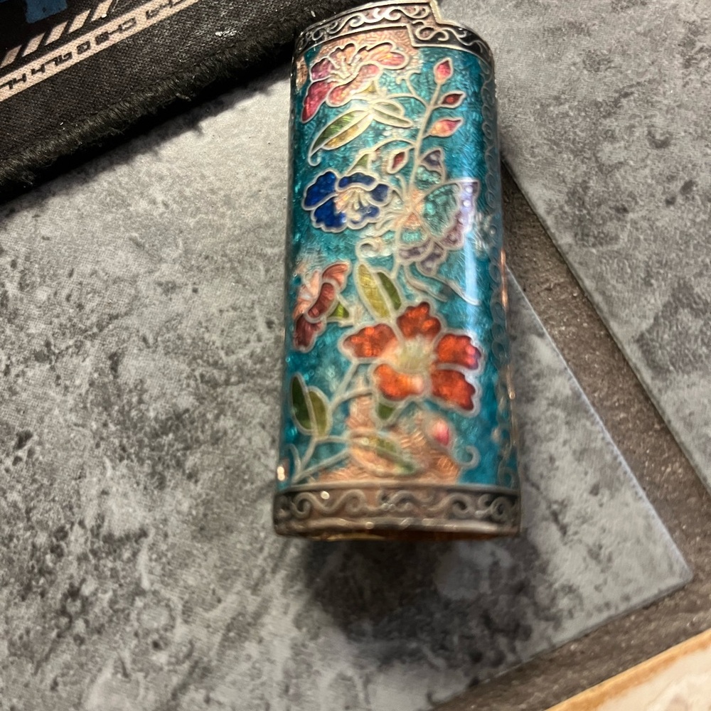 Artisan Floral Vase - Blue and Red
